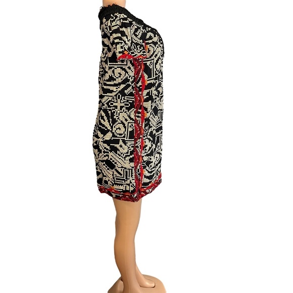 3/$30 🍂 Anthropologie Floreat Abelia Tribal Print Dress Black Multicolored - Picture 4 of 10